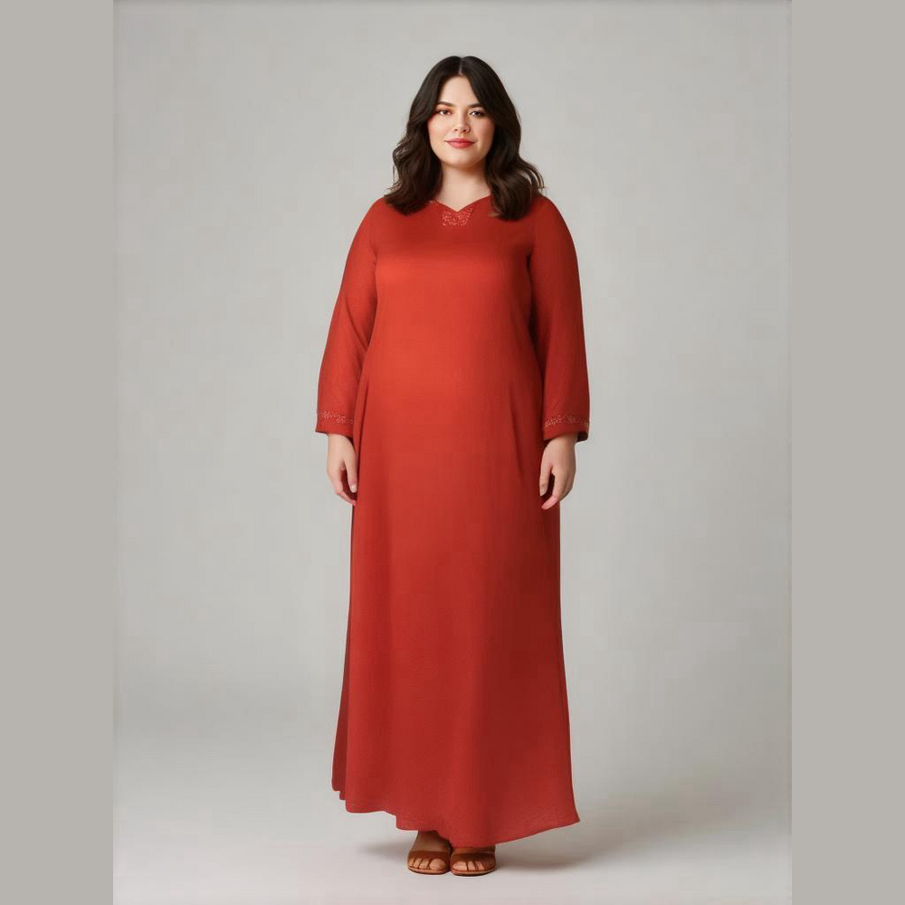 Lagenlook Full length Red embroidered Maxi Dress Coldwater Creek Womens size 3X - Picture 3 of 10